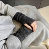 Hole Woolen Gloves Korean Style Long Fingerless Sleeves Knitted Warm Sleeves  Streetwear