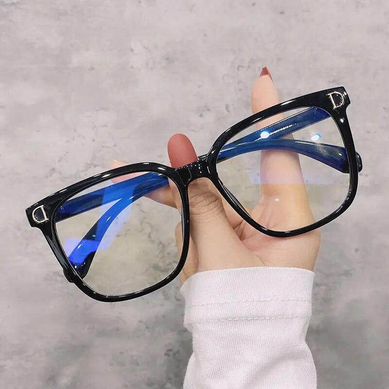 Trendy Large Frame Blue Light Blocking Glasses Fashion Women's Myopia Near Sight Eyewear Trendy Optical Spectacle Eyeglasses