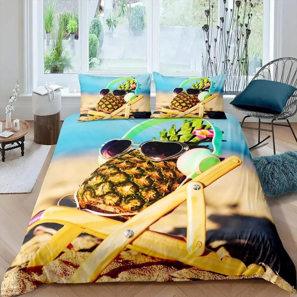 Pineapple Duvet Cover Set Black Gold Pineapple Bedding Set Polka Dot Comforter Cover Boys Girls Luxury Quilt Cover Full Queen