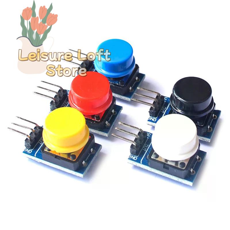 5Pcs Big Button Tactile Switch Module with Dust Cover, High-Level Output for Arduino & Electronics Projects