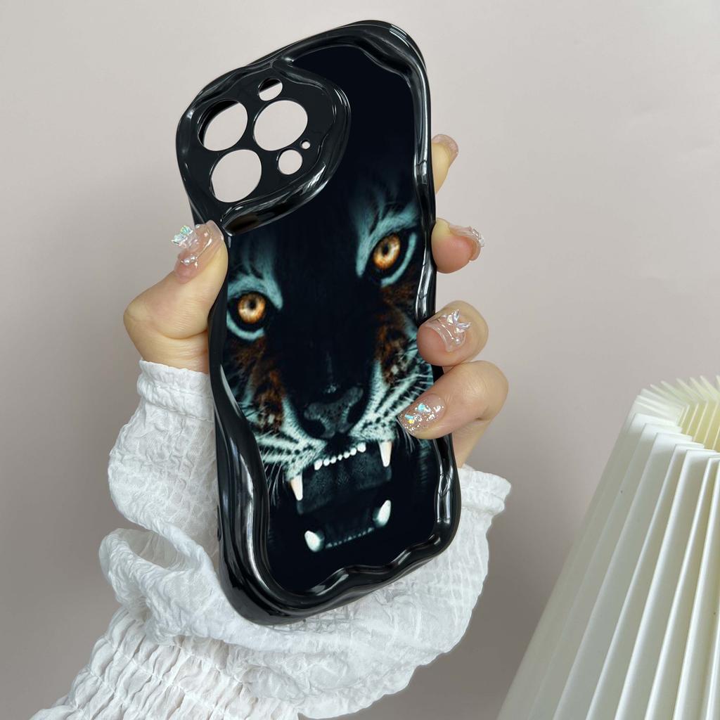 N96 Tiger Eyes Design Soft Wavy Phone Cases for Samsung A54 A34 A13 A14 S23 S24 Ultra Xiaomi Redmi Note 13 12C Realme Infinix Protective Bumper Cover