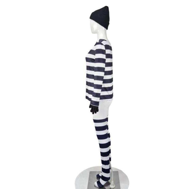 Halloween Thief Six-piece Long Sleeve Striped Costume Drag Ball Stage Performance Costume