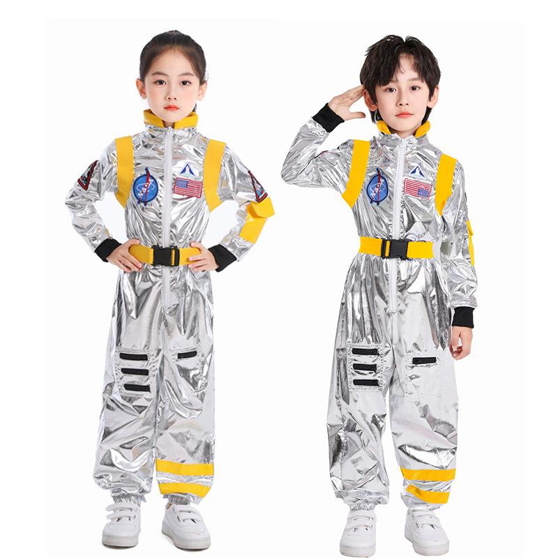 Halloween children astronauts wandering the earth, spacesuit onesie carnival cosplay costumes