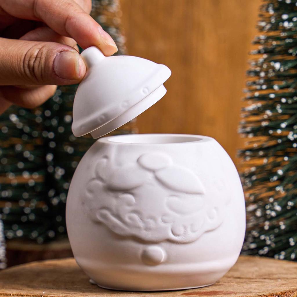 3D Santa Claus Candle Jar Silicone Mold DIY with Lid Storage Box Casting Molds Plaster Resin Crafts Making Christmas Ornament
