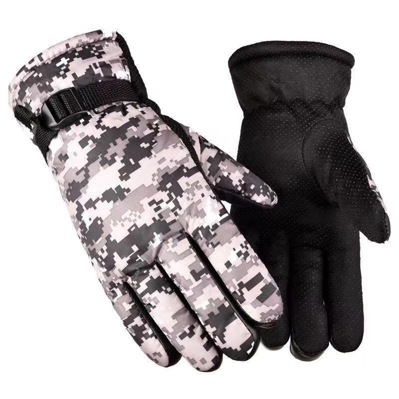 Men's Fleece Lined Winter Skiing & Cycling Gloves - Windproof, Waterproof, Thickened Cotton, Warm Motorcycle Gloves for Cold Weather.