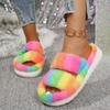 Warm Winter Women Plush Fluffy Slippers Open Toe Comfort Shoes Fuzzy Indoor Warm Soft Furry House Slippers Slides Women