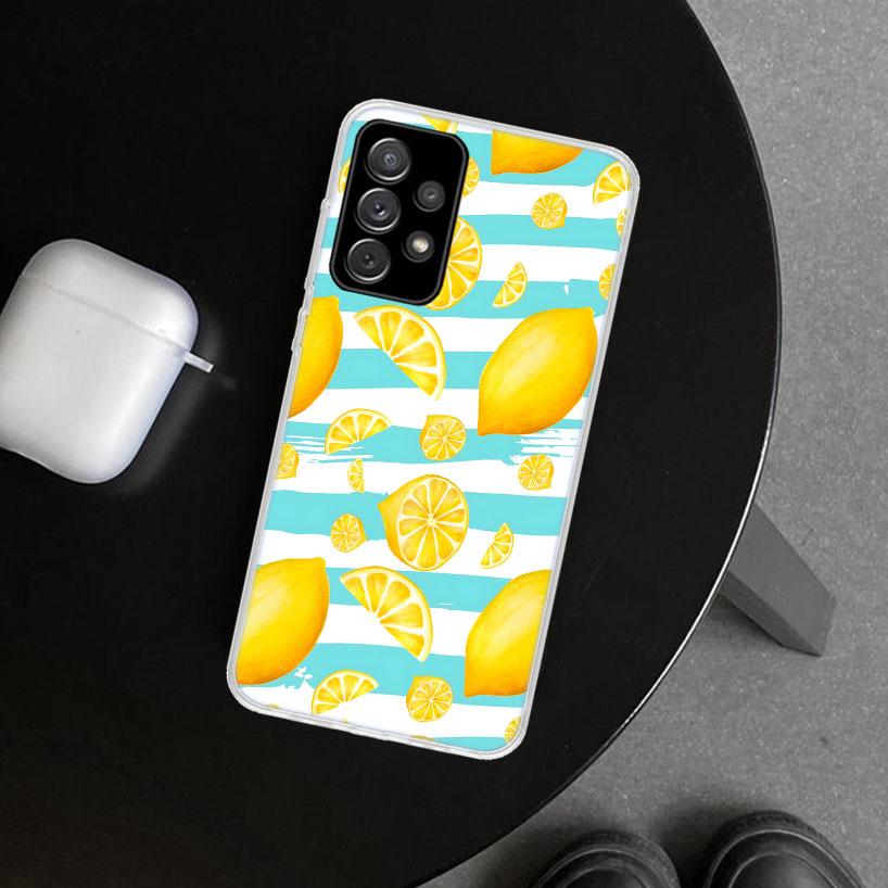 Summer Fruits Lemon Phone Case Cover for Samsung Galaxy A12 A22 A32 A52 A72 A02S A51 A50S A31 A20S A10S Note 20 Ultra 10 Plus Ga
