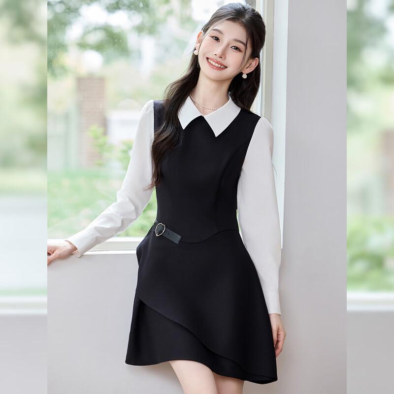 Elegant Faux Two-Piece A-line Shirt Dress