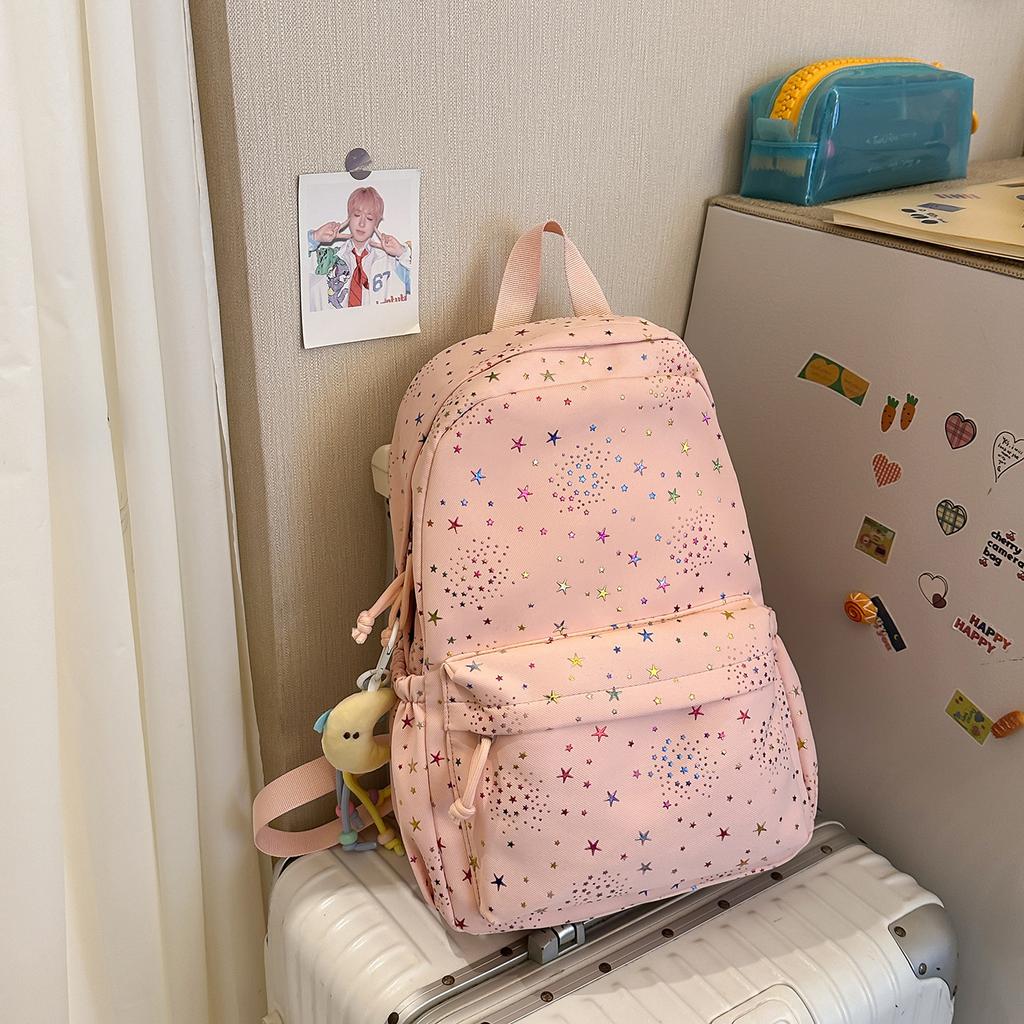 Schoolbag Macaron Series Colorful Star Hot Print Sweet Backpack for Middle School Students for Class Vitality and Youthful Double Shoulder Bag