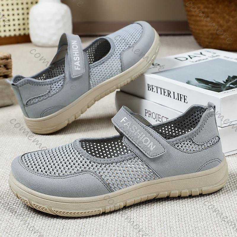 Comemore Women's Plus Size Flats Soft Sole Comfortable Mom Shoes Hollow Breathable Spring Summer Casual Outdoors Walking Shoes