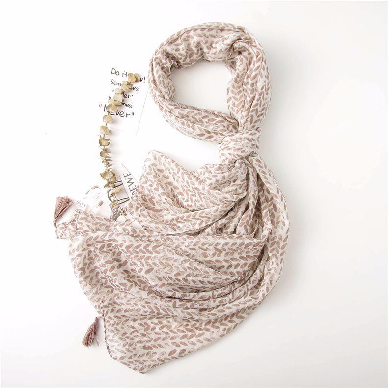 Four Seasons Women'S Elegant And Fashionable Cotton And Hemp Scarf Visual Korean Version Versatile Long Style Large Shawl Dual Purpose Tassel