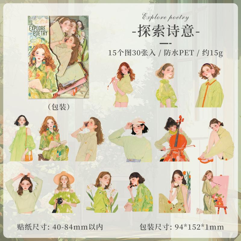 

30-Sheet Cute Cartoon Girl Stickers, Adorable Girl Designs for Journal Decoration, DIY Craft Accents, and Planner