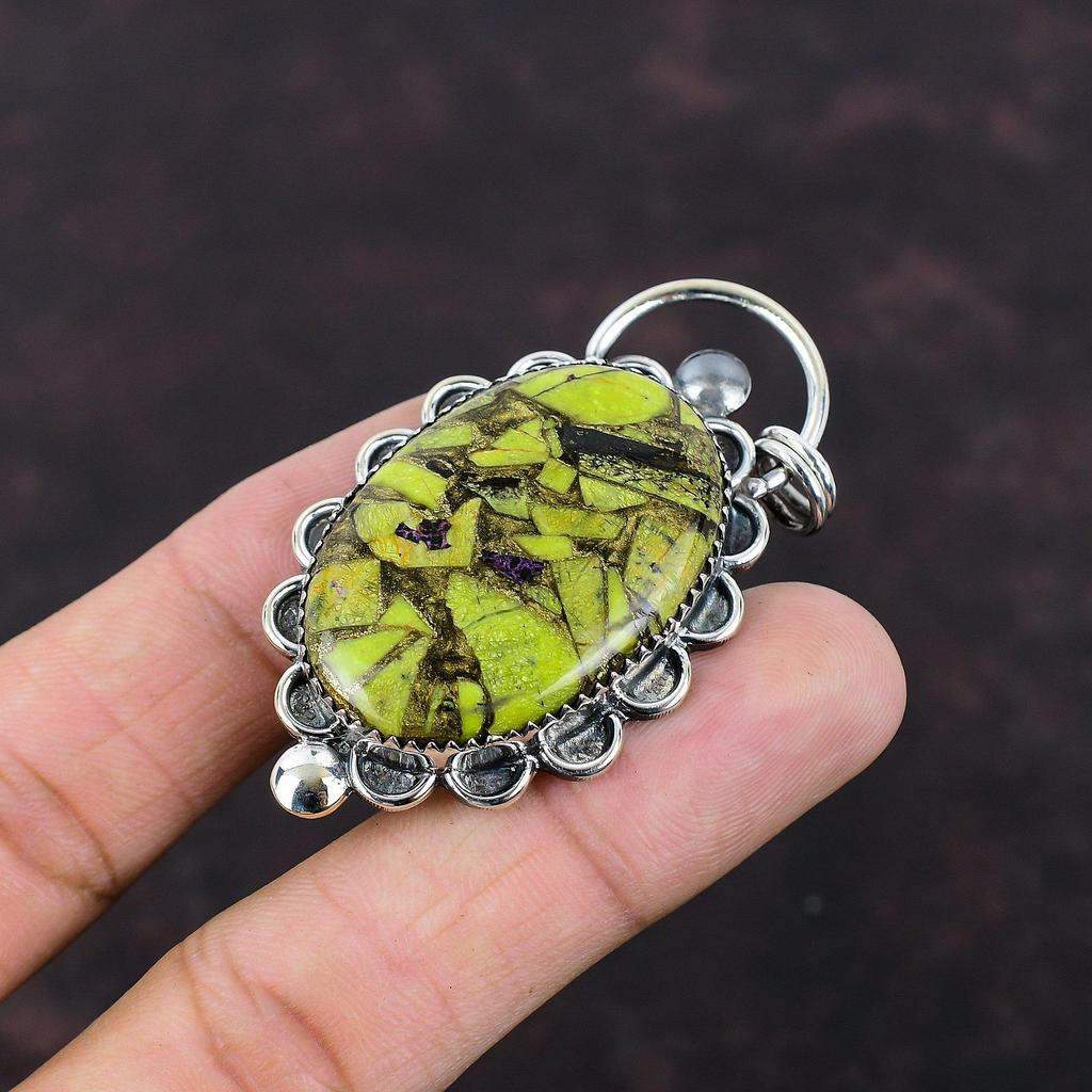 Copper Stichtite Pendant 925 Sterling Silver Pendant Genuine Gemstone Pendant Elegant Jewelry Handmade Ethnic Style Pendant Gift For Women