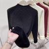 Damen Rollkragenpullover Warmes Samt-Basisshirt Lockeres Oberteil Strickpullover