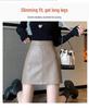 Black A-line High-waisted PU Leather Skirt: Women's Spring/Autumn Slimming Mini with Anti-exposure Design