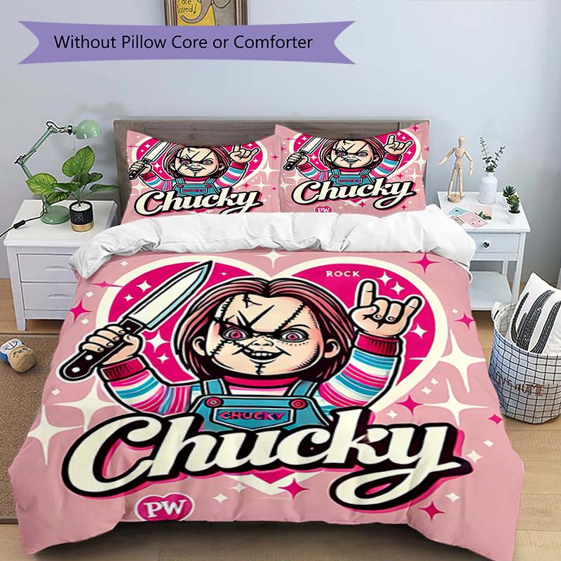 3pcs Chucky3 Design Cover Set - HD Printed Bedding with 1 Cover and 2 Pillowcases - Perfect for Home and Dorm Decor