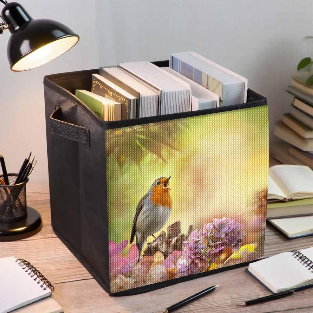 Ein zwitschernder Vogel 5D Diamantmalerei Aufbewahrungskorb Vollrundbohrer Mosaik Diamantstickerei Kreuzstich-Sets Heimdekoration Heimdekoration