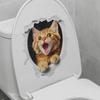 Fierce Cute Cat Breaking Through Wall Toilet Sticker Self-Adhesive Removable Bathroom Funny Home Decor Art