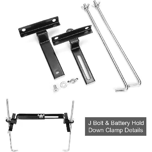 Car Battery Tray Kit 27cm Rack Black Stable Holder Adjustable Bracket Down Clamp Marine Durable Universal Auto Accessories Set