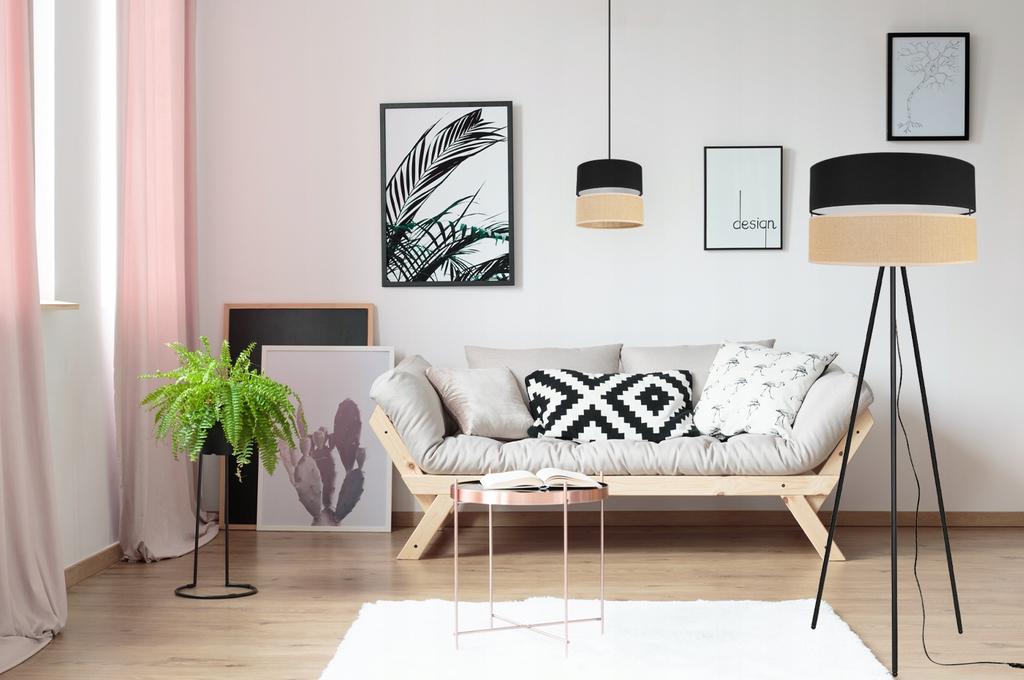 FLOOR LAMP TRIPOD METAL LAMPSHADE 45CM BLACK