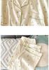 Women's Sweet Summer Pajama Set: Girly Gauze Short-Sleeve Top, Long Pants & Outerwear