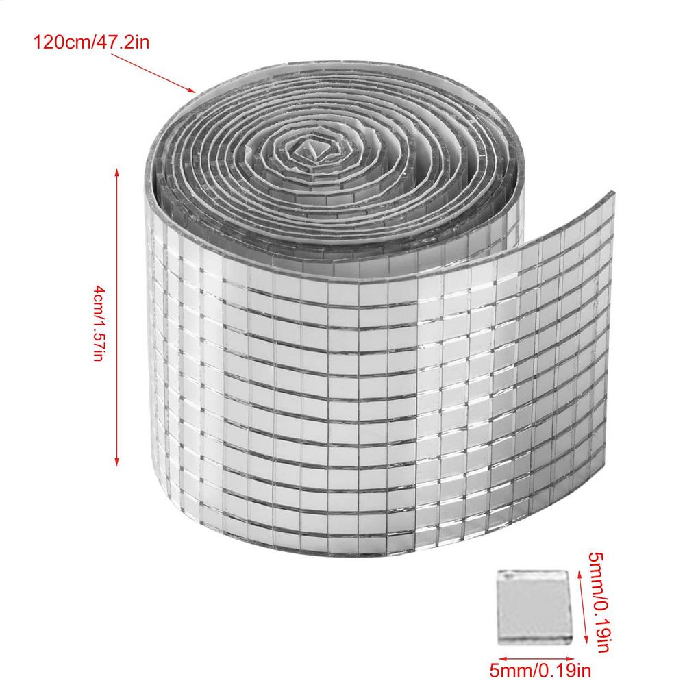 

5x5mm Grid 4X120cmSelf-Adhesive Square Glass Mosaic Tiles Sliver Mirror Mosaic Sheet DIY Supplies Home Decor Solution