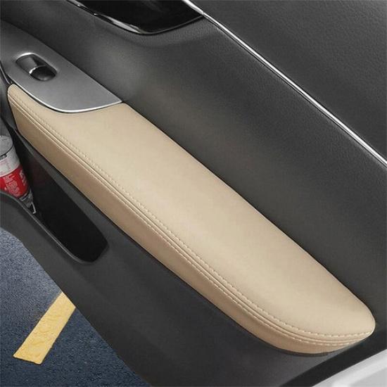 4pcs Beige Leather Car Inner Door Armrest Cover Pad For Nissan Qashqai 2016-2018