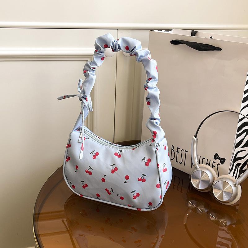 1Pcs Cute Flower Bow Print Canvas Shoulder Bags New Korean Girl Handbags Outdoor Travel Women Keys Phone Messenger Bag