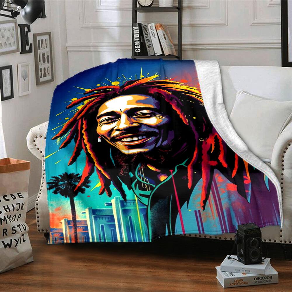 Bob Marley Blanket Durable Comfort Suitable for Bed Office Couch Four Seasons Universal Digital Print Best Holiday Gift for Friends Family