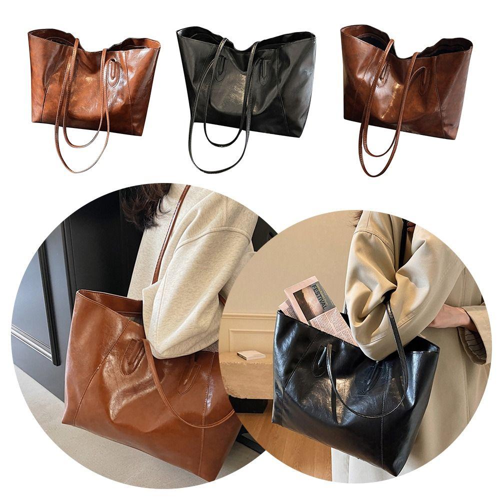 Fashion Shoulder Bag PU Leather Women Tote Bag Soft Large Capacity Shoulder Bag Crossbody Bag Soft Underarm Pouch