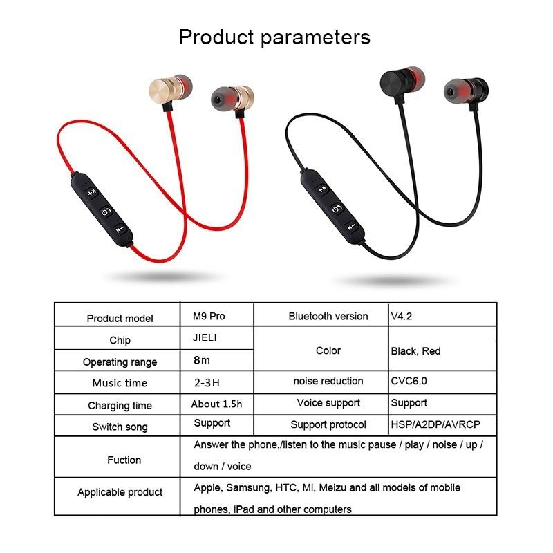 In-ear Sweatproof Earphone with Microphone Earpiece Sports Wireless Bluetooth Earphone Headset Bass Stereo Running (black,black Gold,rose Gold)