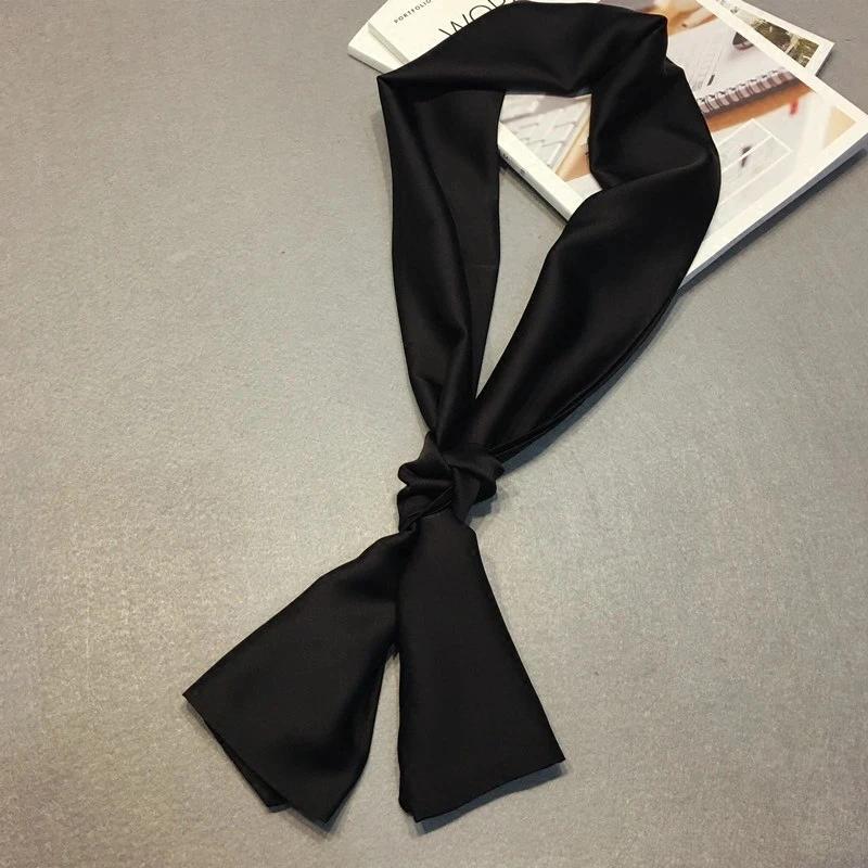 Long Women Neck Scarf Plain Headband Silk Satin Hair Scarf Female 15x140cm Fashion Skinny Bag Scarves For Ladies Beige Pink