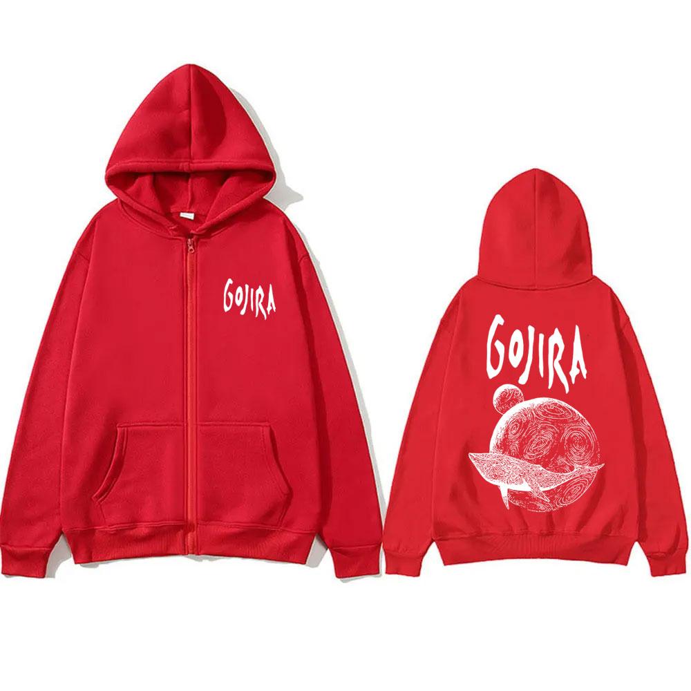 

French Metal Band Gojira From Mars To Sirius Album Cover Zipper Hoodie Men Women Vintage Rock Oversized Fleece Zip Up Hoodies M червоний