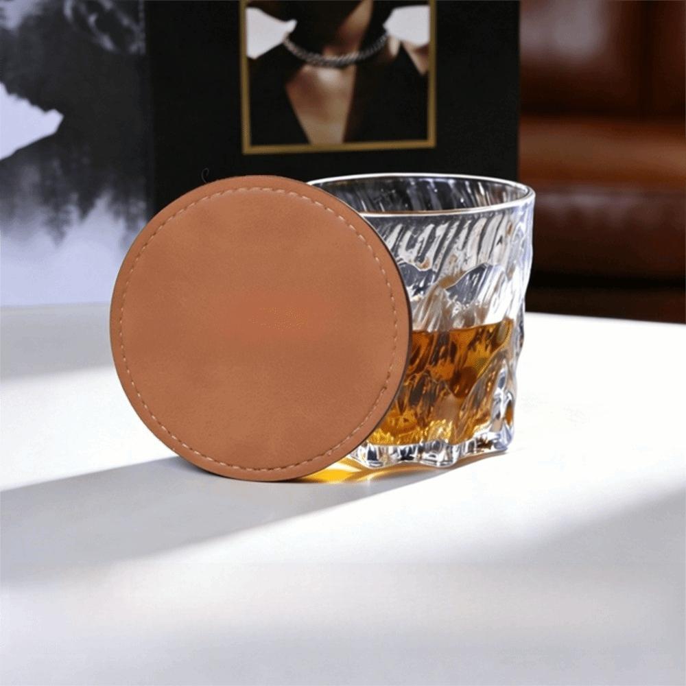Home Decor Waterproof Faux Leather Cup Coaster Heat Resistant Circular Round Cup Pads Insulation Mat Bar Counter