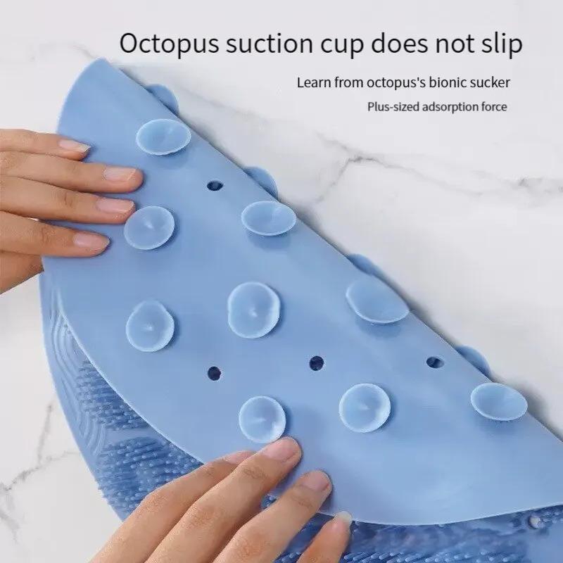 1 Piece of Silicone Suction Cup Back Scrubbing Brush, Round Design, Bathroom Non-slip Foot Massage Artifact, with Strong Suction