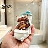 Unique Home Decor Highland Cow Bathroom Figurine Resin Scottish Calf Bathing Statue Funny Cute Accessories Farmhouse Animal Ornament for Office