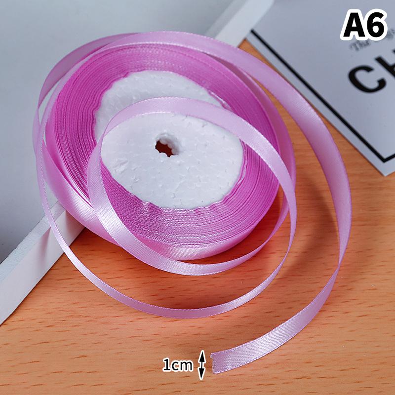 1Cm (25 Yards/Roll) Satin Flat Ribbon Roll Gift Flower Bouquet Packaging Wedding Birthday Ribbon Making Diy