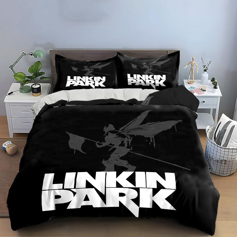 Set Biancheria da Letto a Tema Linkin Park Copripiumino Federe  (1 * Copripiumino 2 * Federe, senza piumino)