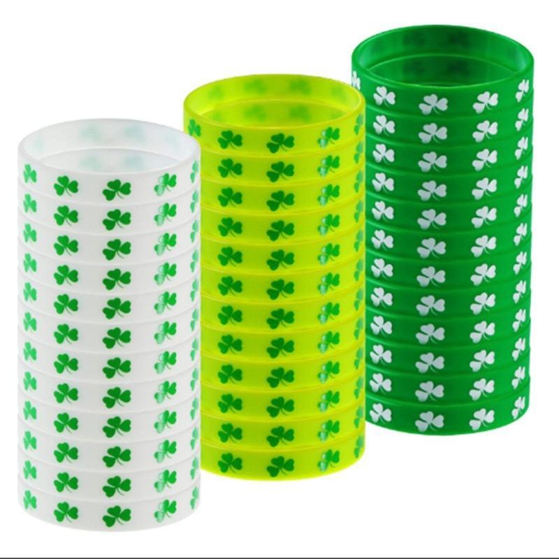 10 stuks Sint Patrick's Dag Siliconen Armband Vakantie Festival Cadeau voor Kind Kinderen Podiumoptreden Cadeau Geschenken