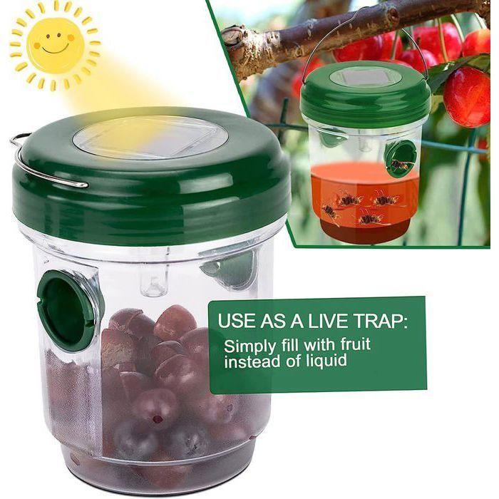 2 Pcs Solar Wasp Trap with LED Light, Insect Traps, Anti-Insect Catcher Trap In Honey Bees Hornets Mosquitoes