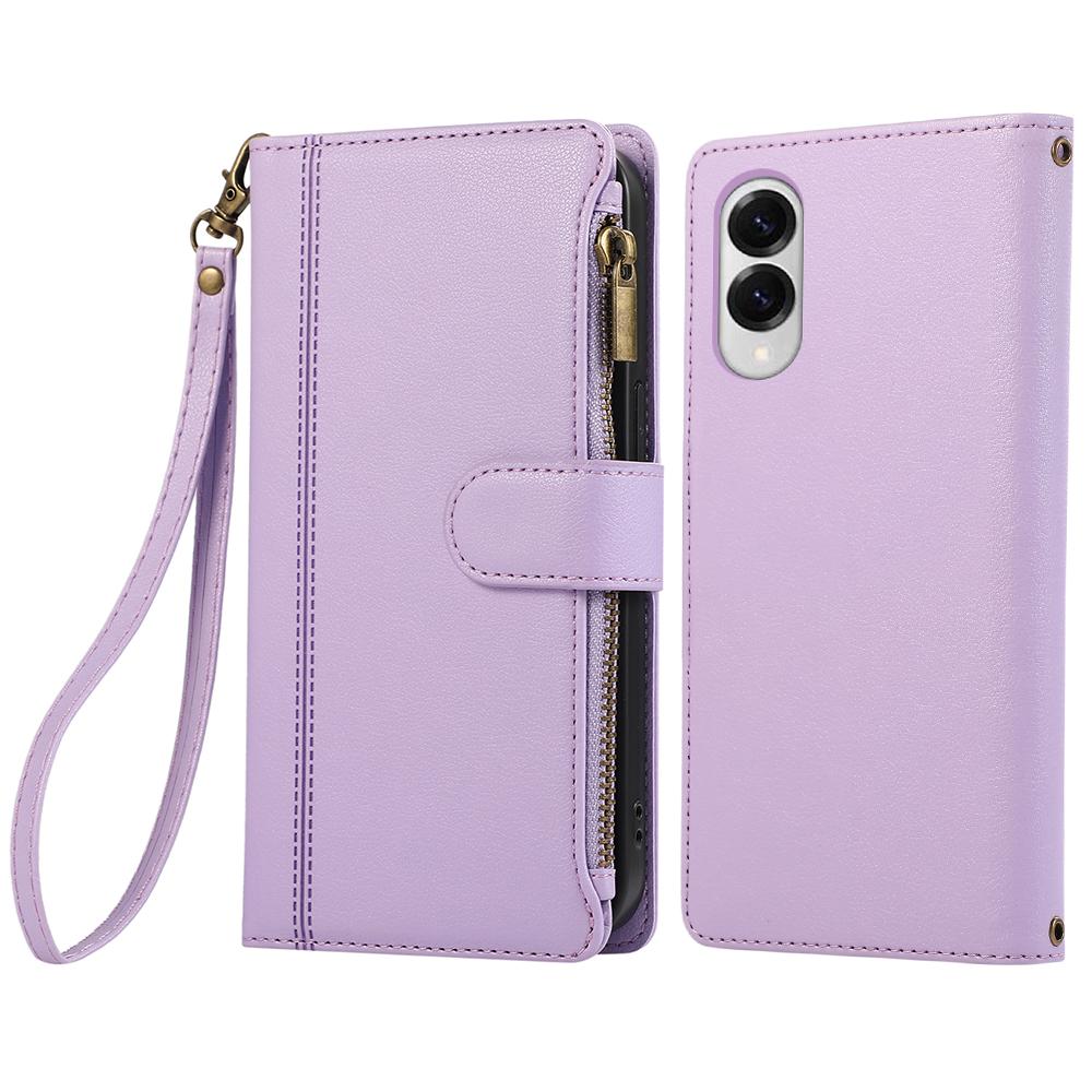 For Samsung Galaxy S25 Edge Case Multi Card Slots Zipper Leather Phone Cover with Wrist Strap