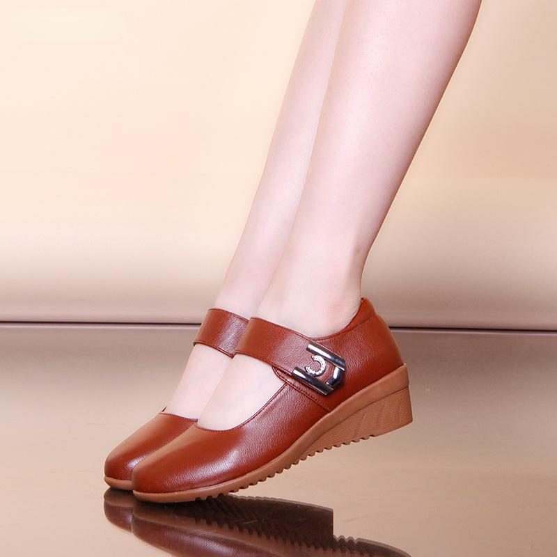 Women High Heel Shoes Mary Jane Wedges Ankle Strap Round Toe  Dance Shoes Soft Sole Comfortable Ladies Dancing Shoes