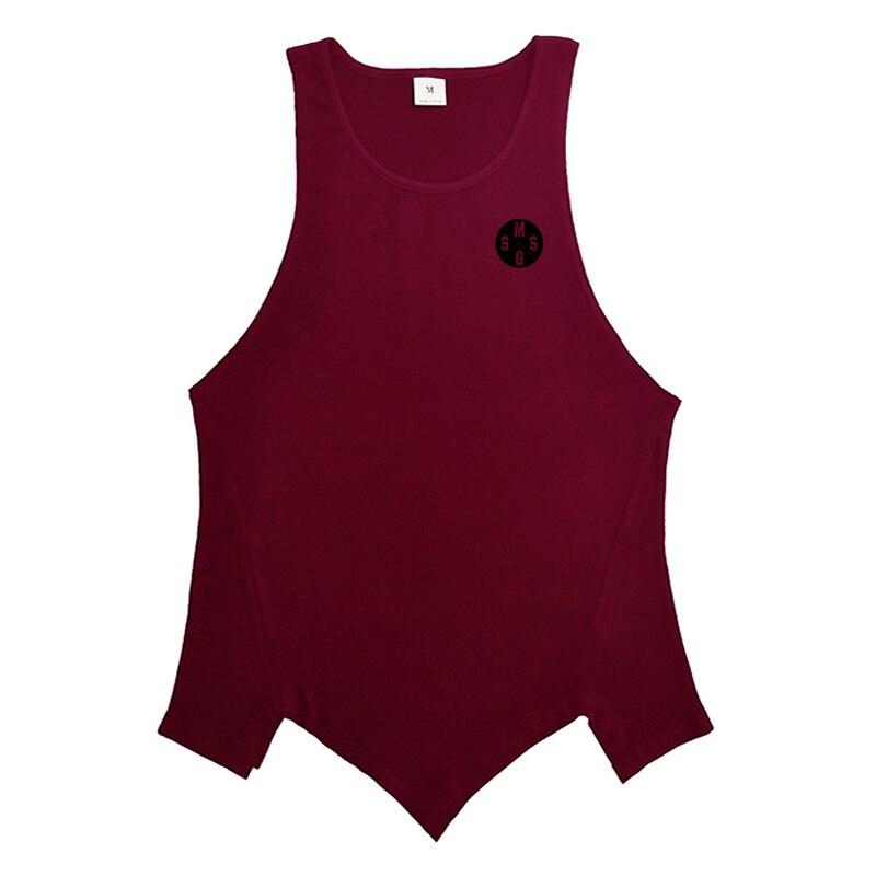 

Muscleguys Мужская спортивная одежда Летние спортивные тренировки Персонализированные топы Бодибилдинг фитнес Дышащий Нерегулярный подол Танк Топы XXL бордовый