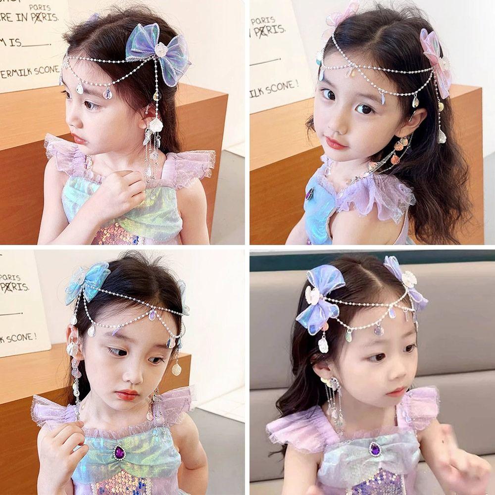 1 Pair Mermaid Princess Hairpin Bowknot Hair Clip Fashion Princess Headband  Kids