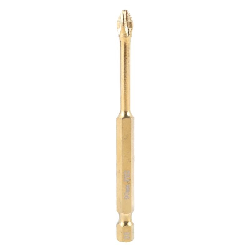 Alloy Steel Screwdriver Bit Set for Electric Drills, 25-150mm Length, PH00 PH2 Sizes, Gold Finish