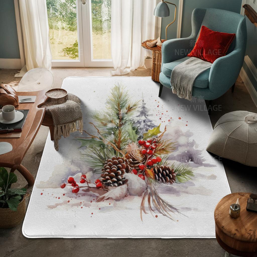 House Entrance Carpet Home Door Mat Living Room Bath Foot Bathroom Non-slip Water Absorption Rugs Bath Merry Christmas Winter