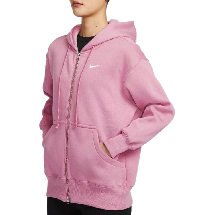 Nike Sportbekleidung Phoenix Fleecegefüttert Bequemes Kapuzenpullover mit langen Ärmeln Damen Element Pink/Segelweiß DQ5759-699