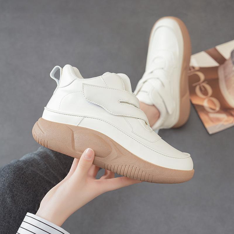 Medium top shoes women's spring and autumn new student leather surface Korean version versatile casual dad sports women's shoes trendy shoes 5003