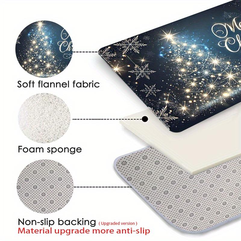 Christmas Tree Flannel Door Mat Carpet, Text Print Non-Slip Absorbent for Kitchen Living Room Bedroom Bathroom Decor