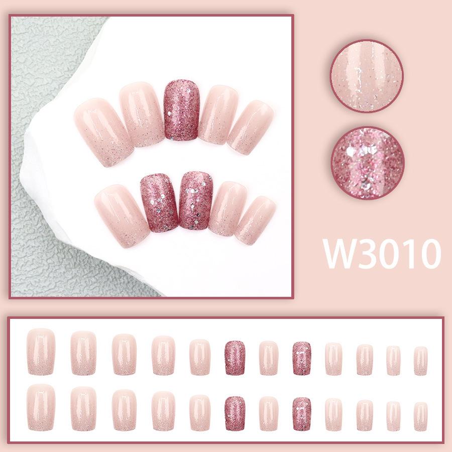 Pink & Purple Glitter Sparkle Fashion Nails - 24 Piece Set